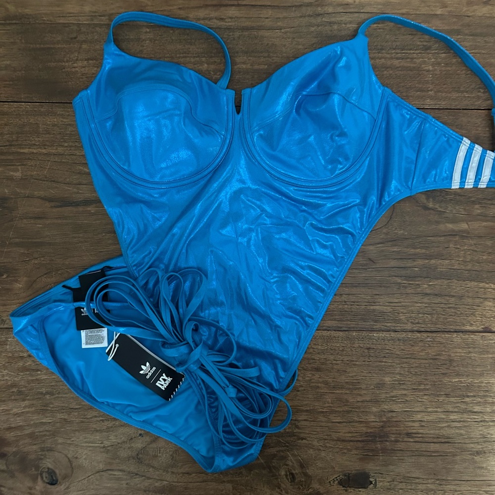 Ivy Park x Adidas Women’s One Piece Original Swimwear in Shock Cyan